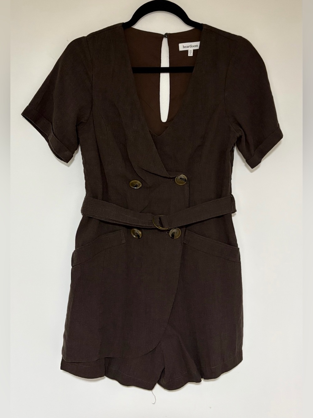 Heartloom Revolve Women’s Parina Linen Blend Shorts Romper in Coco Size XS - Picture 4 of 12